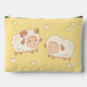 2つの可愛い小さな羊のラムエウオンイエロー アクセサリーポーチ (正面)