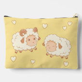 2つの可愛い小さな羊のラムエウオンイエロー アクセサリーポーチ (裏面)