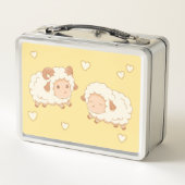 2つの可愛い小さな羊のラムエウオンイエロー メタルランチボックス (裏面)