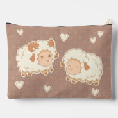 2つの可愛い小さな羊のラムエウオンブラウン アクセサリーポーチ (裏面)