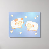 2つの可愛い小さな羊ラムエウオンブルー キャンバスプリント (正面)