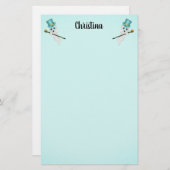 2つの可愛い幽霊たちブルーアイズアクアトップハットスカル杖 便箋 (正面/裏面)