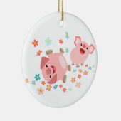 2つの可愛い漫画の豚の春オーナメント セラミックオーナメント (右)