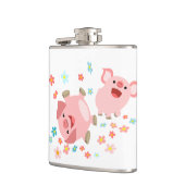 2つの可愛い漫画の豚の春スキットル フラスク (左)