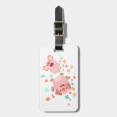 2つの可愛い漫画の豚の春荷物タグ ラゲッジタグ (正面縦)