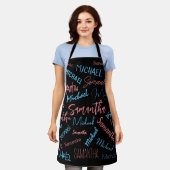 2つの名前のカップルのパターンmonogram青ライトピンク エプロン (着用した状態)