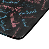 2つの名前のカップルのパターンmonogram青ライトピンク カッティングボード (角)