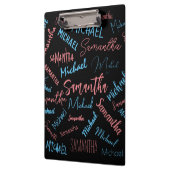 2つの名前のカップルのパターンmonogram青ライトピンク クリップボード (左)