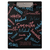 2つの名前のカップルのパターンmonogram青ライトピンク クリップボード (正面)