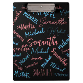 2つの名前のカップルのパターンmonogram青ライトピンク クリップボード