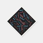 2つの名前のカップルのパターンmonogram青ライトピンク スタンダードカクテルナプキン (角)