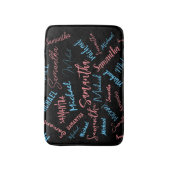 2つの名前のカップルのパターンmonogram青ライトピンク バスマット (正面縦)