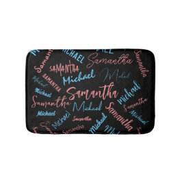 2つの名前のカップルのパターンmonogram青ライトピンク バスマット