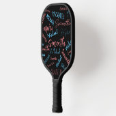 2つの名前のカップルのパターンmonogram青ライトピンク ピックルボールラケット (左)