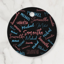 2つの名前のカップルのパターンmonogram青ライトピンク フェイバータグ