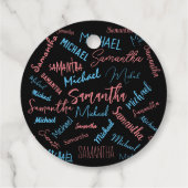 2つの名前のカップルのパターンmonogram青ライトピンク フェイバータグ (裏面)