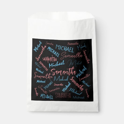 2つの名前のカップルのパターンmonogram青ライトピンク フェイバーバッグ (正面)