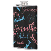 2つの名前のカップルのパターンmonogram青ライトピンク フラスク (左)