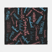 2つの名前のカップルのパターンmonogram青ライトピンク フリースブランケット (正面(横))