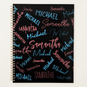 2つの名前のカップルのパターンmonogram青ライトピンク プランナー手帳 (正面)