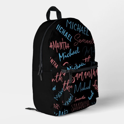 2つの名前のカップルのパターンmonogram青ライトピンク プリントバックパック (裏面左端)