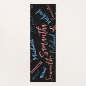 2つの名前のカップルのパターンmonogram青ライトピンク ヨガマット (裏面)