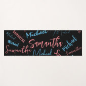 2つの名前のカップルのパターンmonogram青ライトピンク ヨガマット (正面(横))