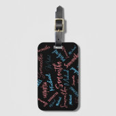 2つの名前のカップルのパターンmonogram青ライトピンク ラゲッジタグ (正面縦)