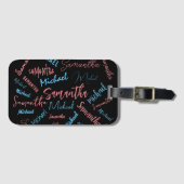 2つの名前のカップルのパターンmonogram青ライトピンク ラゲッジタグ (正面横)