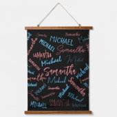 2つの名前のカップルのパターンmonogram青ライトピンク 吊り下げ型タペストリー (正面)