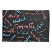 2つの名前のカップルのパターンmonogram青ライトピンク 枕カバー (裏面)