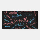 2つの名前のカップルのパターンmonogram青ライトピンク 横断幕 (横)