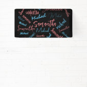 2つの名前のカップルのパターンmonogram青ライトピンク 横断幕 (インサイチュ)