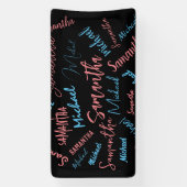 2つの名前のカップルのパターンmonogram青ライトピンク 横断幕 (縦)