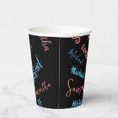2つの名前のカップルのパターンmonogram青ライトピンク 紙コップ (右)