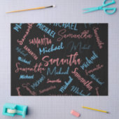 2つの名前のカップルのパターンmonogram青ライトピンク 薄葉紙 (クラフト)