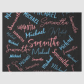 2つの名前のカップルのパターンmonogram青ライトピンク 薄葉紙 (正面)