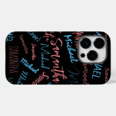 2つの名前のカップルのパターンmonogram青ライトピンク Case-Mate iPhoneケース (裏面 (横))