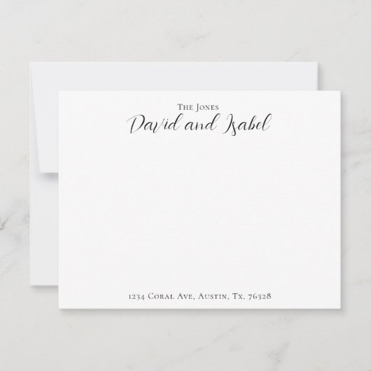 2つの名前のカップルエレガントAddress Script Flat ノートカード (正面)