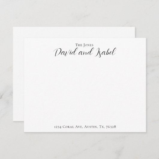 2つの名前のカップルエレガントAddress Script Flat ノートカード (正面/裏面)