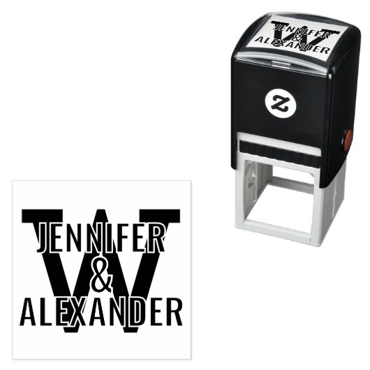 2つの名前のシンプルイニシャルはっきりしたモノグ独身のラ#1 セルフインキングスタンプ (インサイチュ)