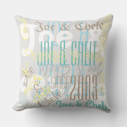 2つの名前カスタムのポリエステル装飾用クッション20" x 20" クッション (正面)