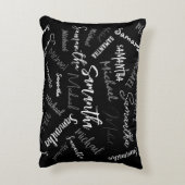 2つの名前カップルのパターンのモノグラム黒グレー白 アクセントクッション (裏面(縦))