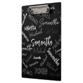 2つの名前カップルのパターンのモノグラム黒グレー白 クリップボード (左)