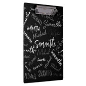 2つの名前カップルのパターンのモノグラム黒グレー白 クリップボード (右)