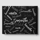 2つの名前カップルのパターンのモノグラム黒グレー白 ゲストブック (裏面)