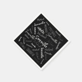 2つの名前カップルのパターンのモノグラム黒グレー白 スタンダードカクテルナプキン (角)