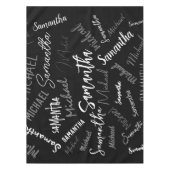 2つの名前カップルのパターンのモノグラム黒グレー白 テーブルクロス (正面)