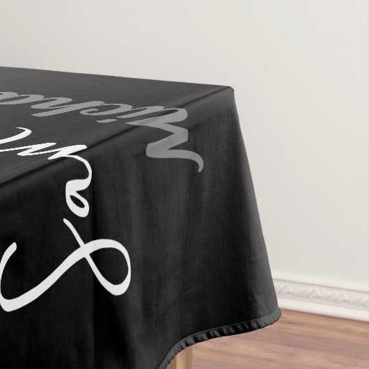 2つの名前カップルのパターンのモノグラム黒グレー白 テーブルクロス (インサイチュ)