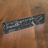 2つの名前カップルのパターンのモノグラム黒グレー白 デスクネームプレート (側面)